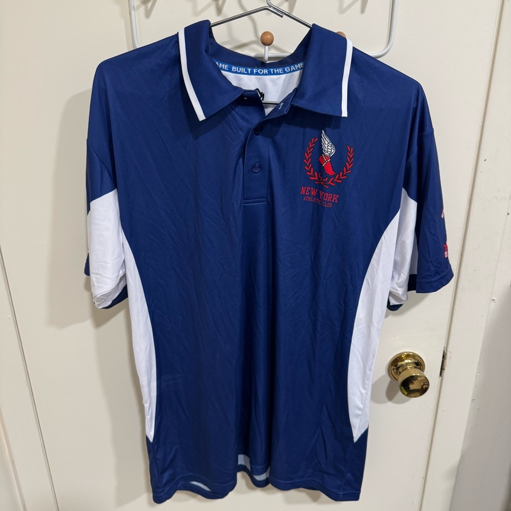 Vintage New York Athletic Club Rhino Rugby Jersey Blue Polo Shirt Size XL
